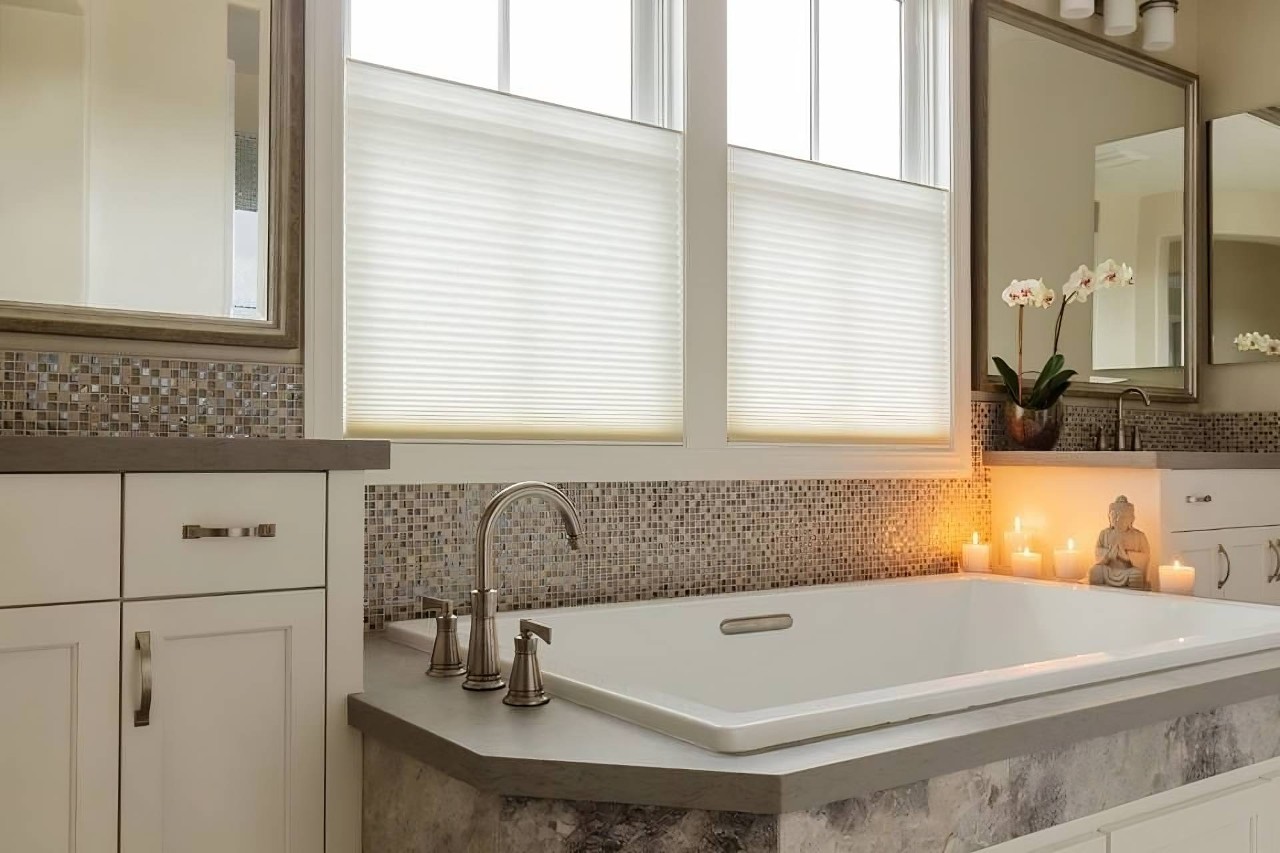 Hunter Douglas Duette® Honeycomb Shades in a bathroom near Springfield, Illinois